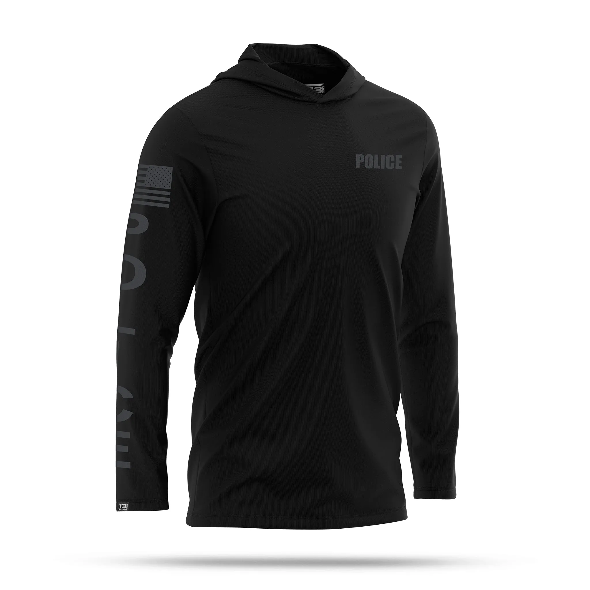 [POLICE] Men's Performance Hooded Long Sleeve [BLK/BLK]