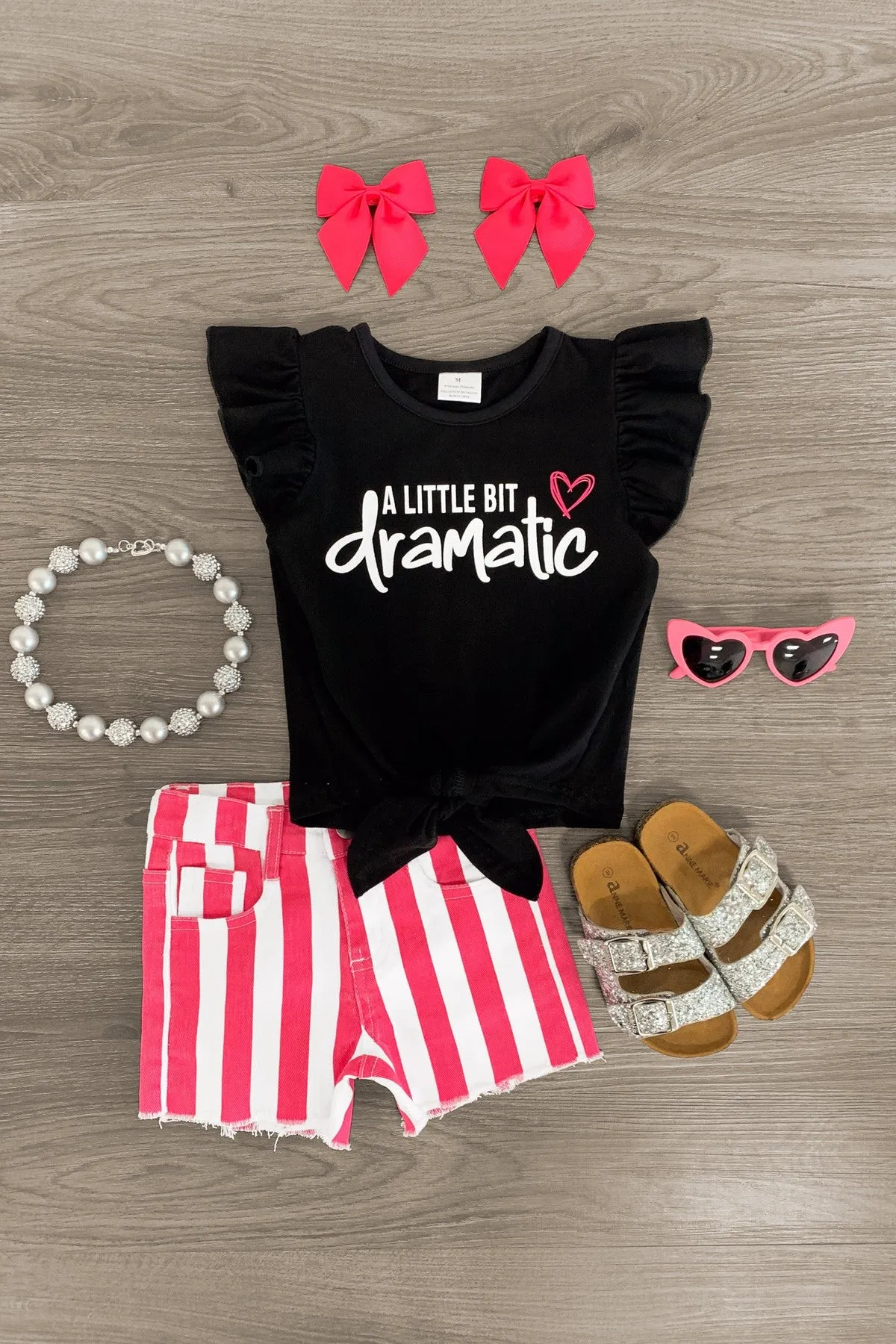 "A Little Bit Dramatic" Stripe Denim Short Set