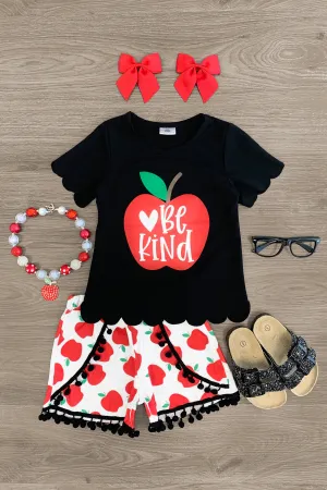 "Be Kind" Apple Pom Pom Short Set