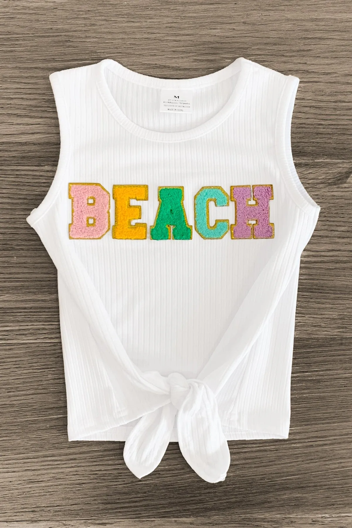 "Beach" Sequin Denim Short Set