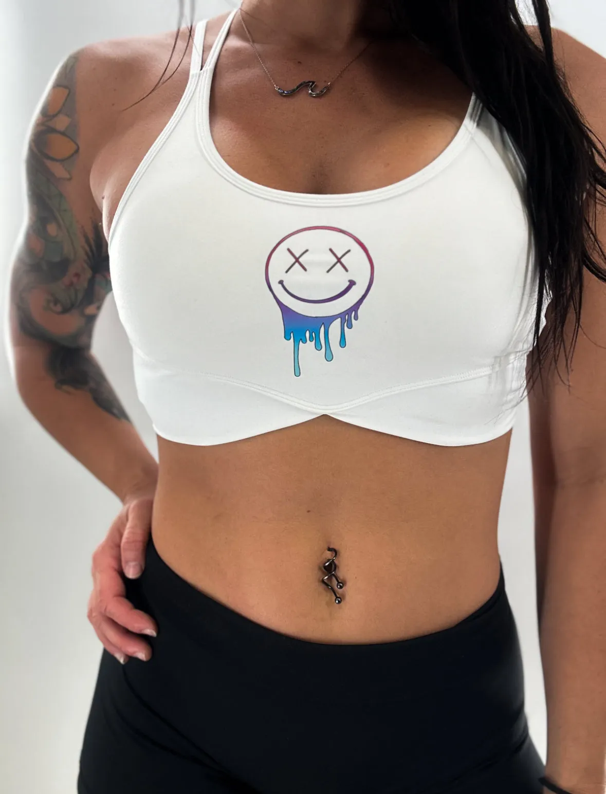 Salty Savage Ladies "Gradient Drip OG Smile" V Cut Sports Bra