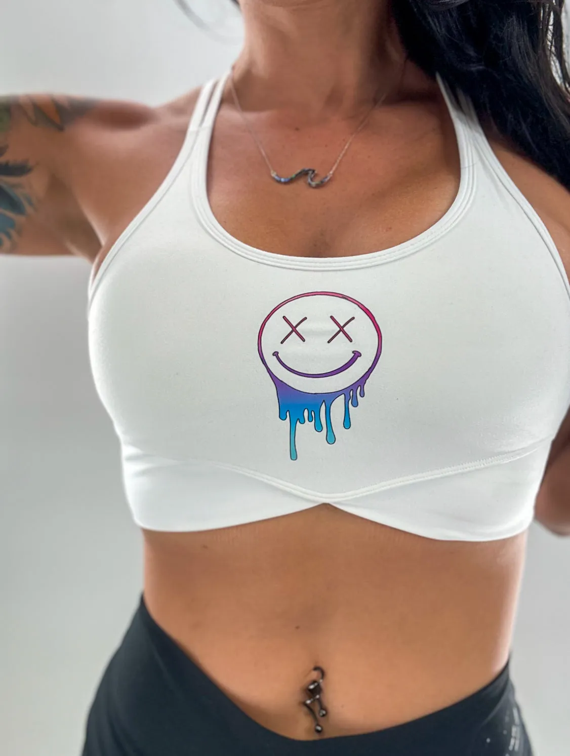 Salty Savage Ladies "Gradient Drip OG Smile" V Cut Sports Bra