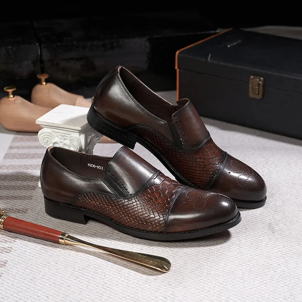 Snakeskin Pattern Formal Leather Shoes