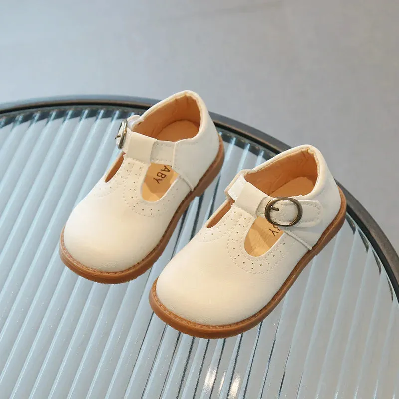 Spring Autumn Child T-belt Leather Shoes Girl Princess Shoe British Boy Single Shoe Breathable Mary Jane Shoes College Kid Shoes