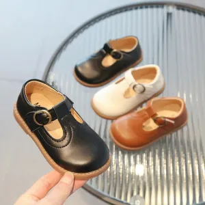 Spring Autumn Child T-belt Leather Shoes Girl Princess Shoe British Boy Single Shoe Breathable Mary Jane Shoes College Kid Shoes