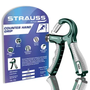 Strauss Adjustable Hand Grip| Adjustable Resistance (10KG - 40KG) | Hand Gripper for Home & Gym Workouts | Perfect for Finger & Forearm Hand Exercises for Men & Women (Dark Green)