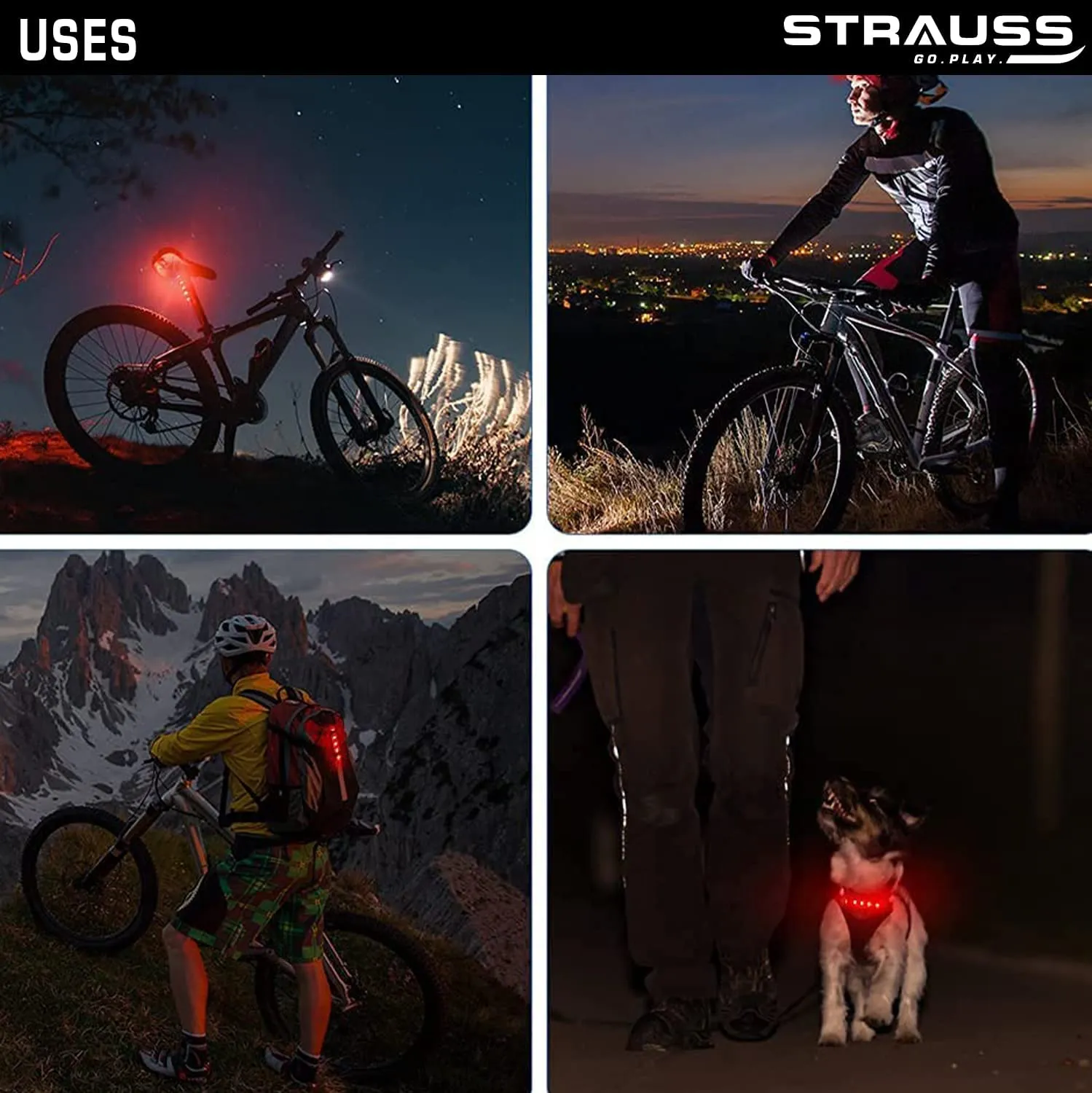 Strauss Bicycle Tail Lights | USB Rechargeable Headlights| Ultra Bright Waterproof Bicycle Tail Lights | Light Set with Led Light | Tail Clip Light Lamp |Taillight Set