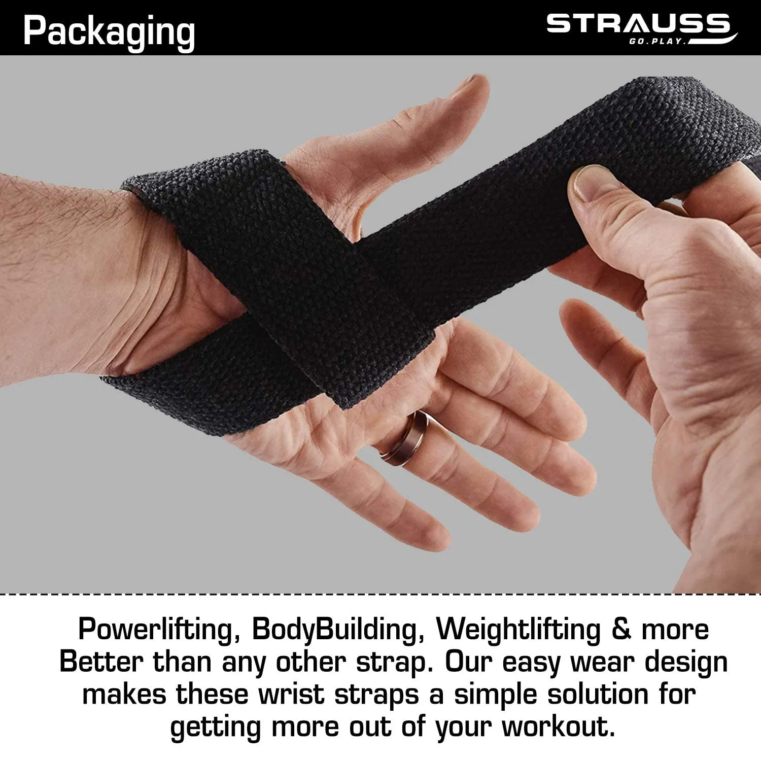 STRAUSS Cotton Wrist Support|Wrist Band for Compression and Support|Adjustable Fitness Band for Gym,Sports, and Weightlifting|Comfortable and Breathable Fabric|Ideal for Men and Women|Set of 2,(Black)