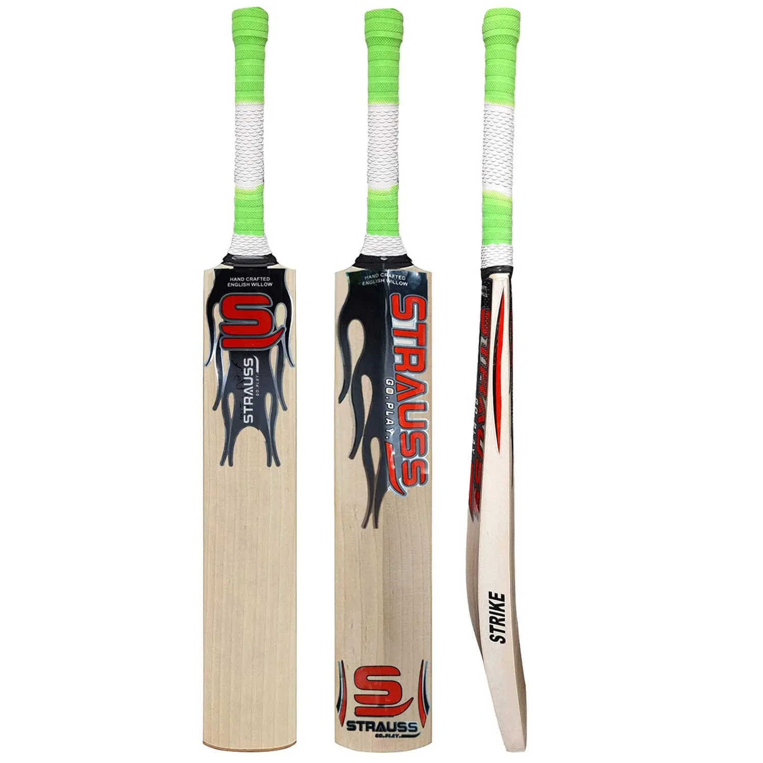 Strauss Cricket Bat | Edition: Advanced | English Willow | Size: Short Handle | Grade: 1 | Premium Leather Ball Cricket Bat