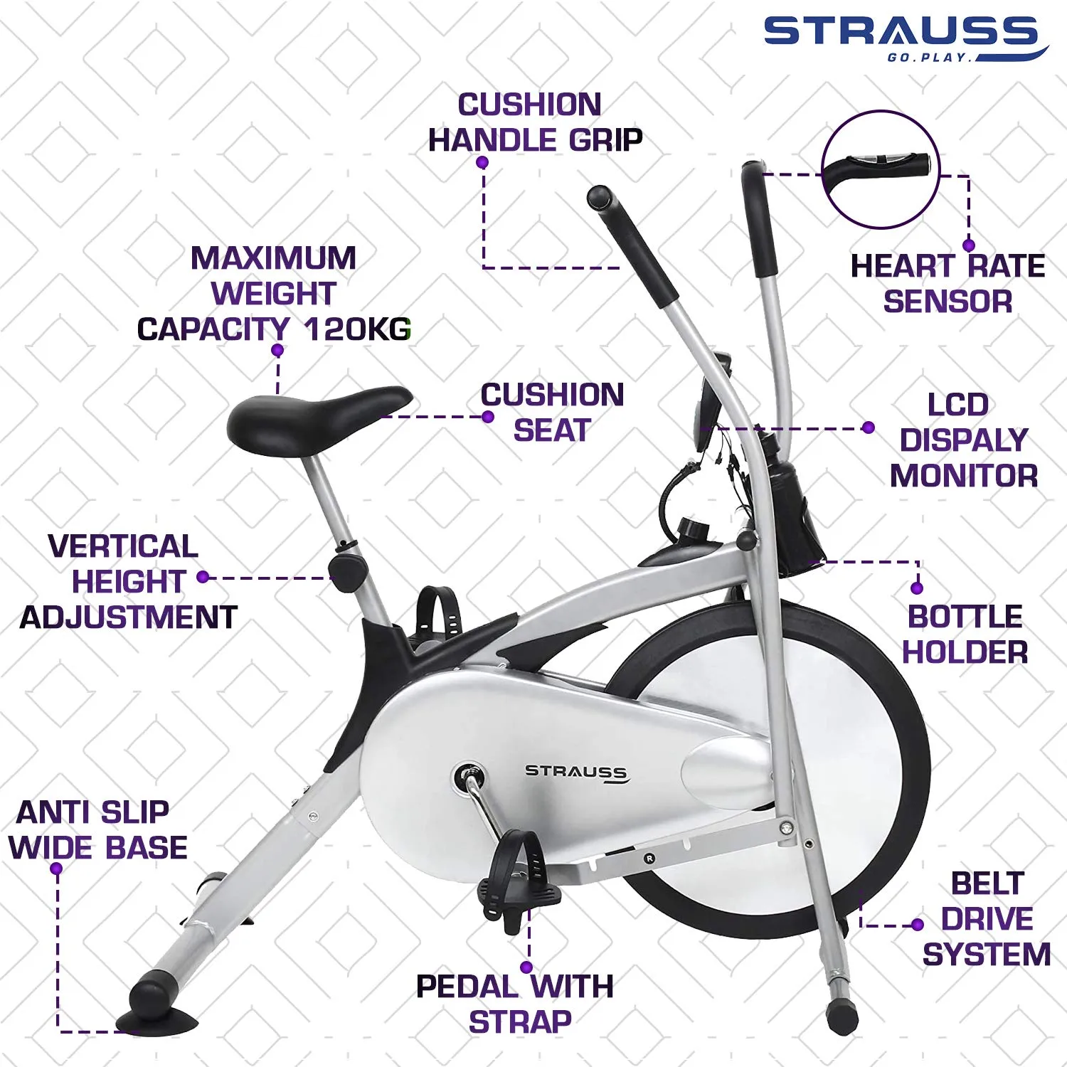 Strauss Exercise Air Bike With LCD Display