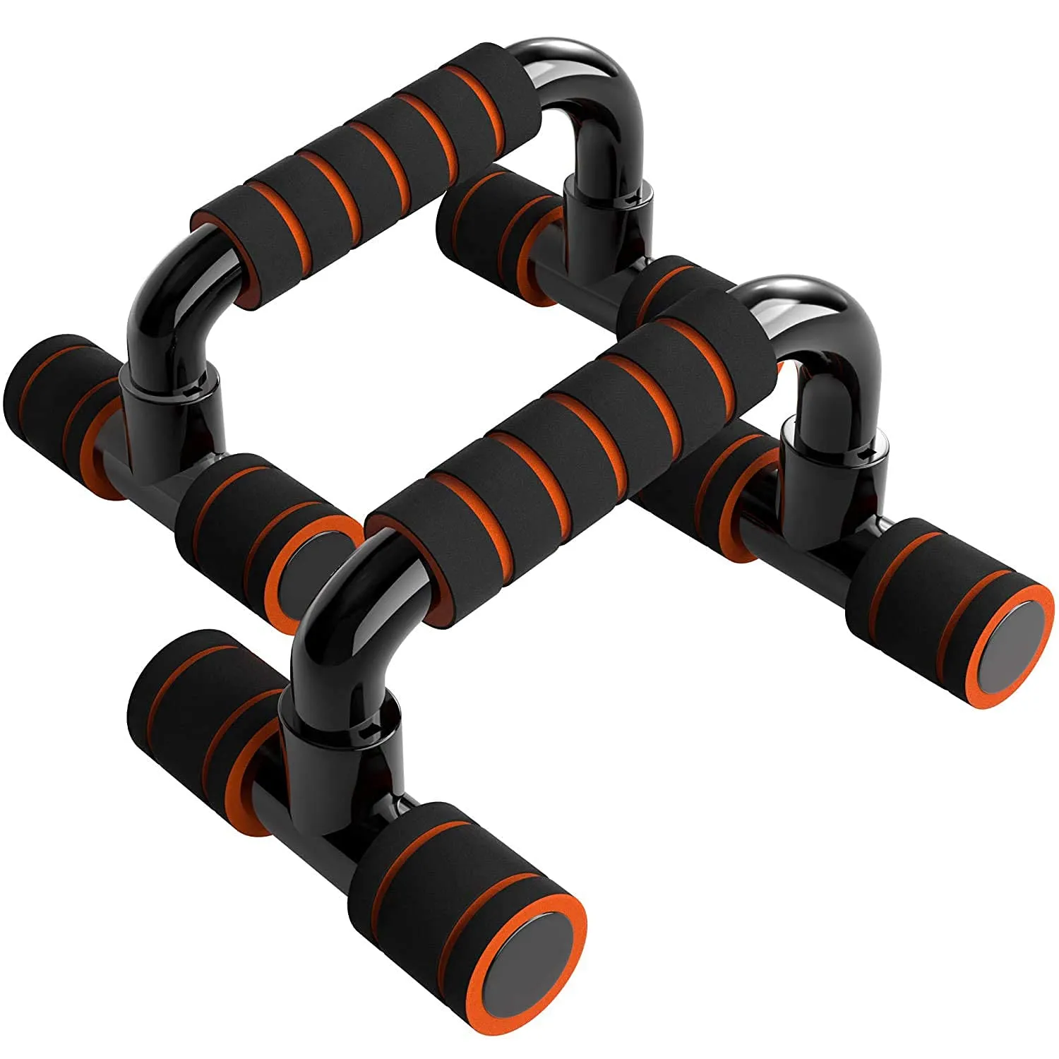 Strauss Moto Push-Up Bar, Pair|Non-Slip,Sturdy Exercise Equipment for Home or Gym Workout|Ideal for Upper Body Strength Training,Muscle Building,Push-Ups & Planks|Portable Gym Equipment,(Black/Orange)