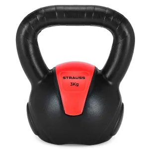 Strauss PVC Kettlebell Weights, 3Kg, (Red)