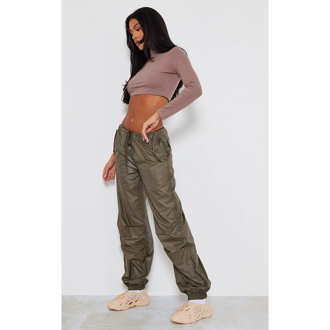 Tall Khaki Parachute Pants