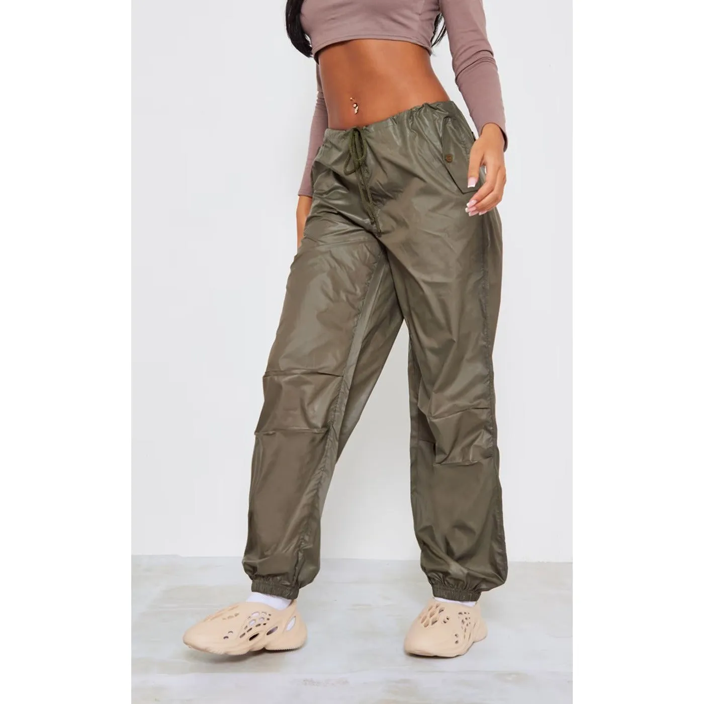 Tall Khaki Parachute Pants