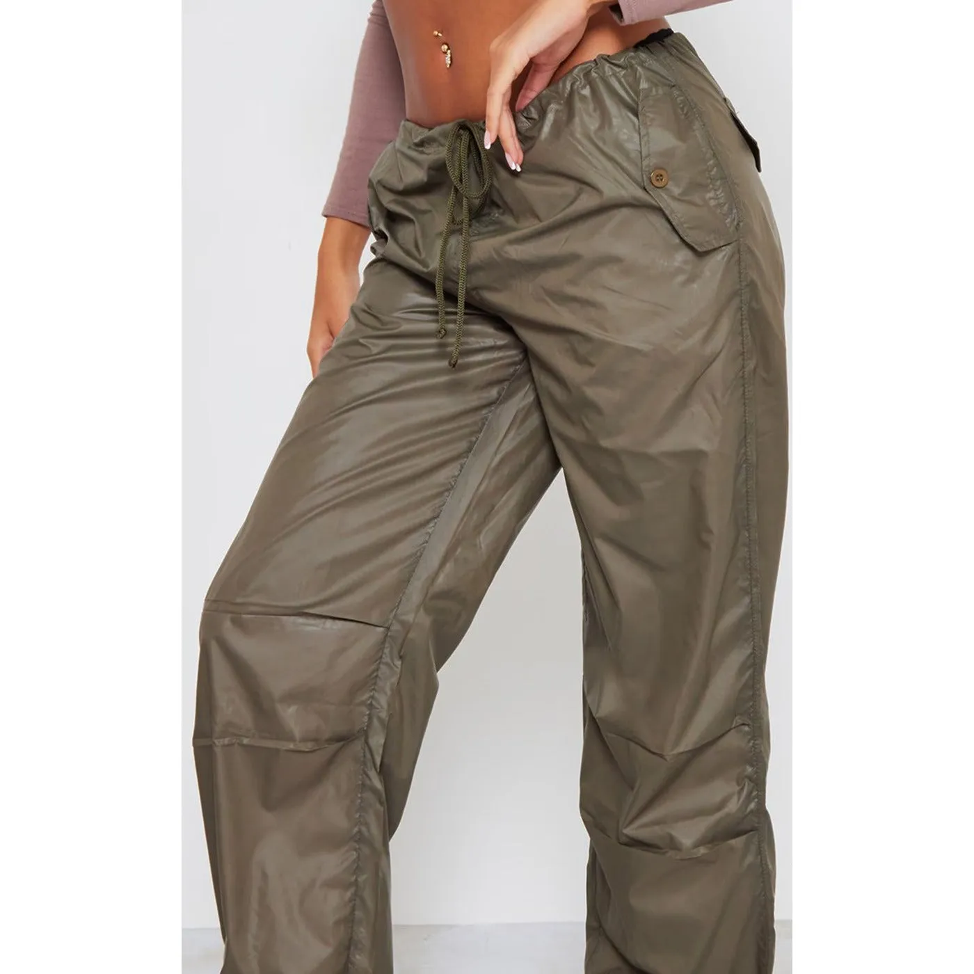 Tall Khaki Parachute Pants