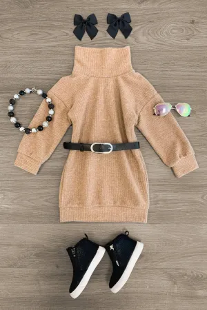 Turtleneck Dress with Belt