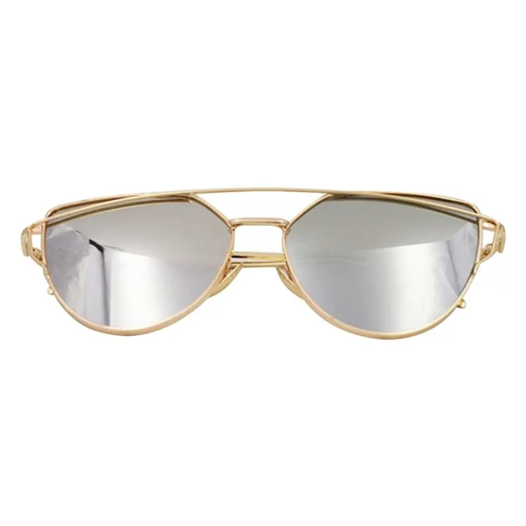 Unisex Fashion Color Film UV400 Reflective Sunglasses (Gold   Mercury)