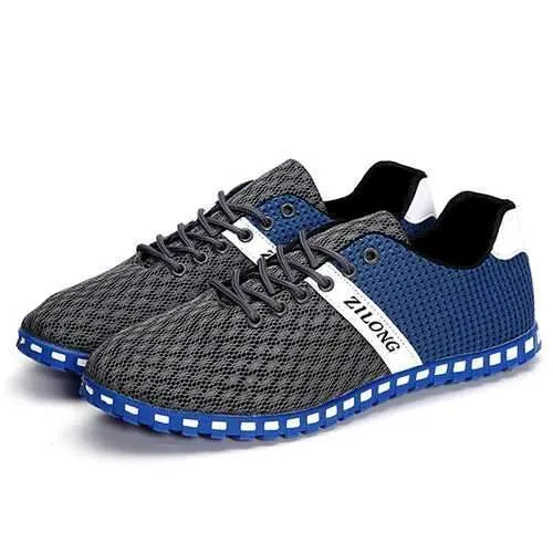 US Size 6.5-11 Men Mesh Breathable Casual Outdoor Canvas Flat Sneakers