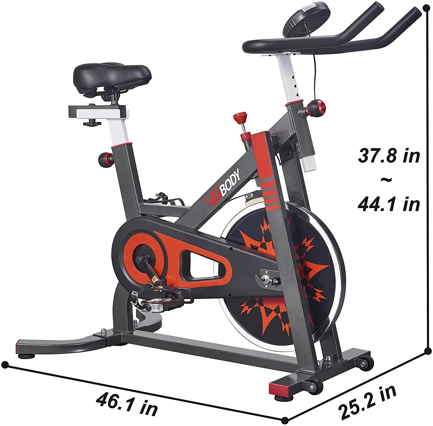 VIGBODY Exercise Bike Indoor Cycling Bicycle Stationary Bikes Cardio Workout Machine Upright Bike Belt Drive Home Gym