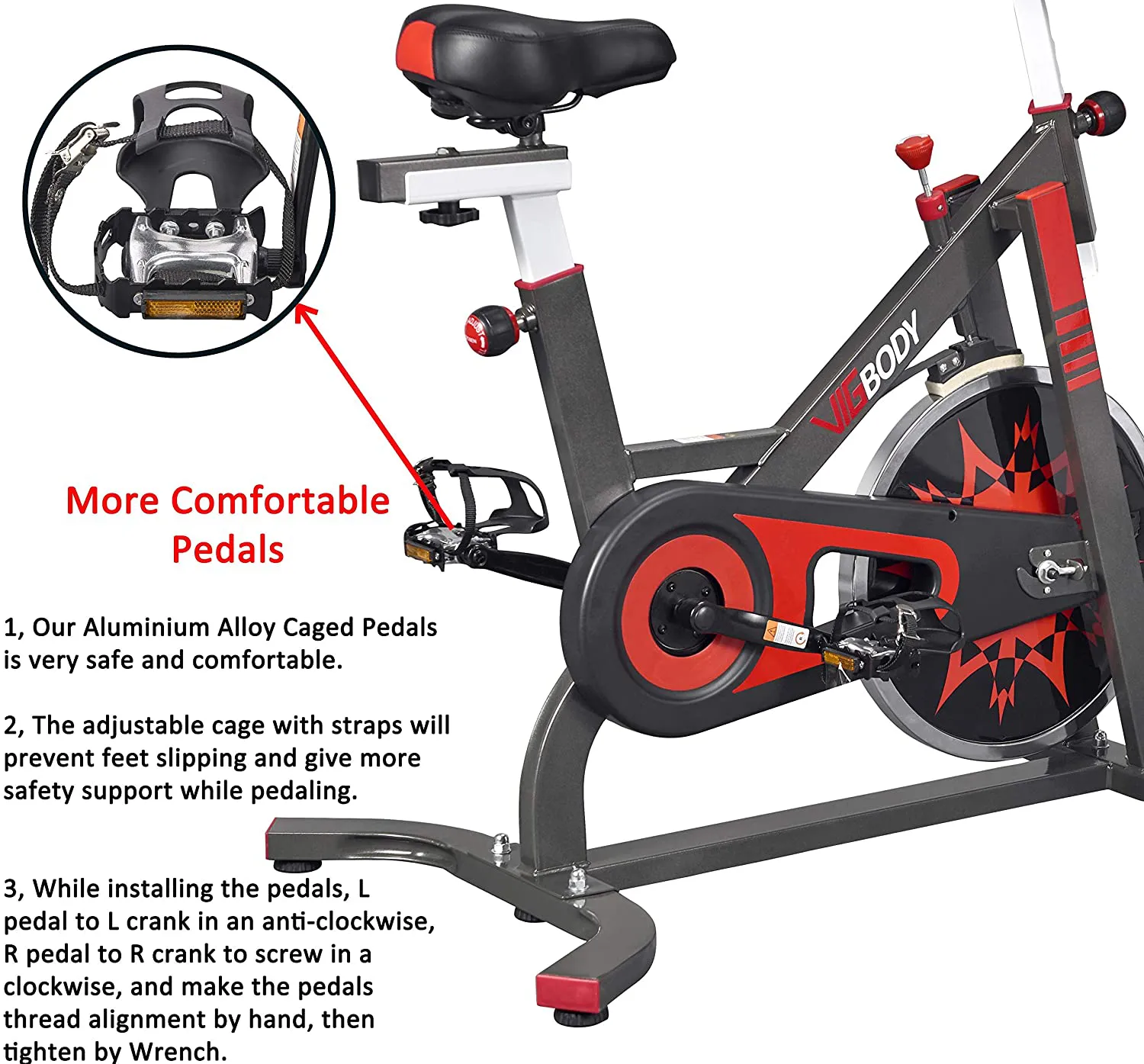 VIGBODY Exercise Bike Indoor Cycling Bicycle Stationary Bikes Cardio Workout Machine Upright Bike Belt Drive Home Gym