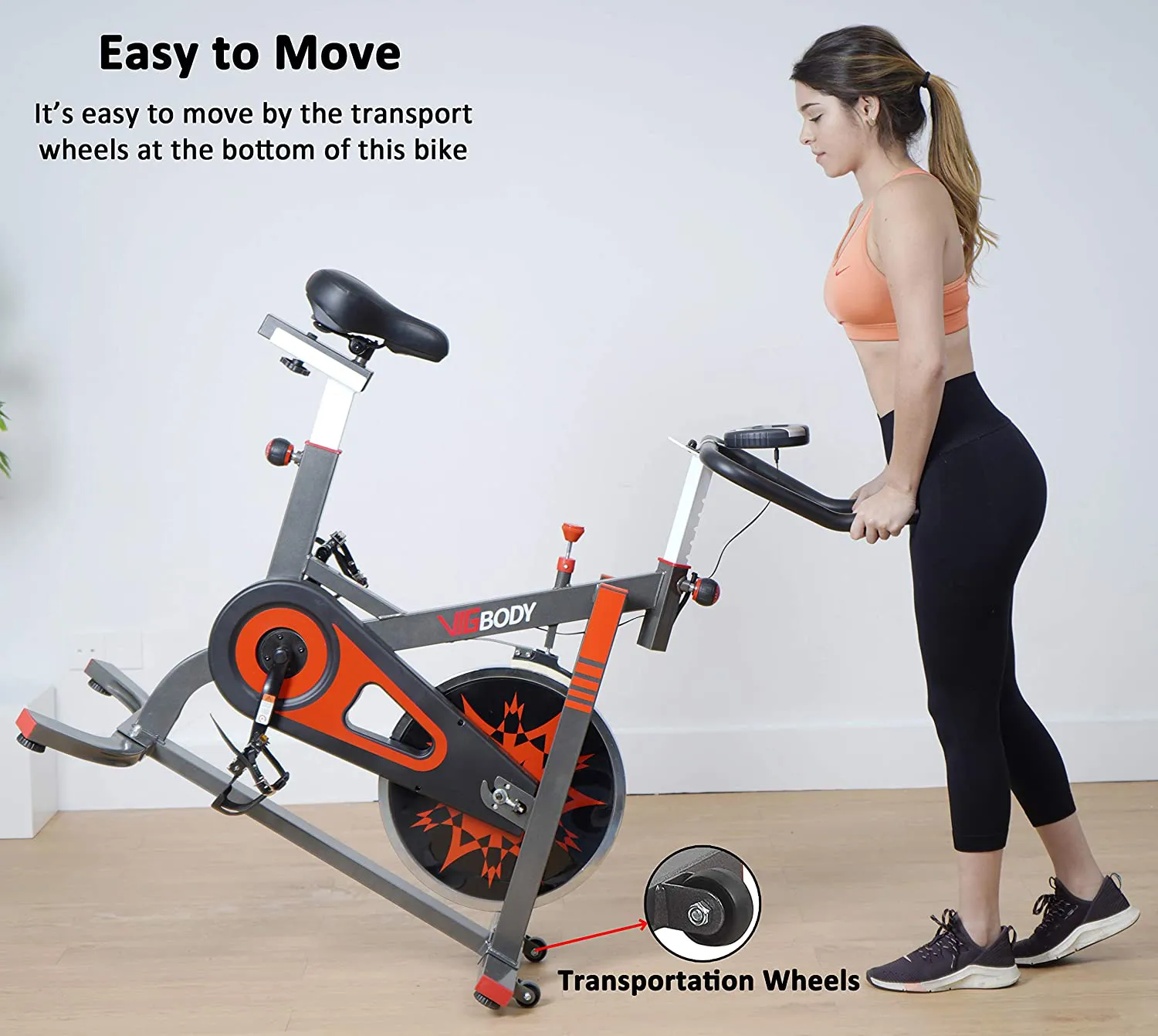 VIGBODY Exercise Bike Indoor Cycling Bicycle Stationary Bikes Cardio Workout Machine Upright Bike Belt Drive Home Gym