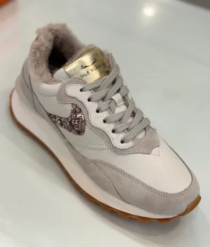 Voile Blanche - Qwark Fur Lined Sneaker in Ice White