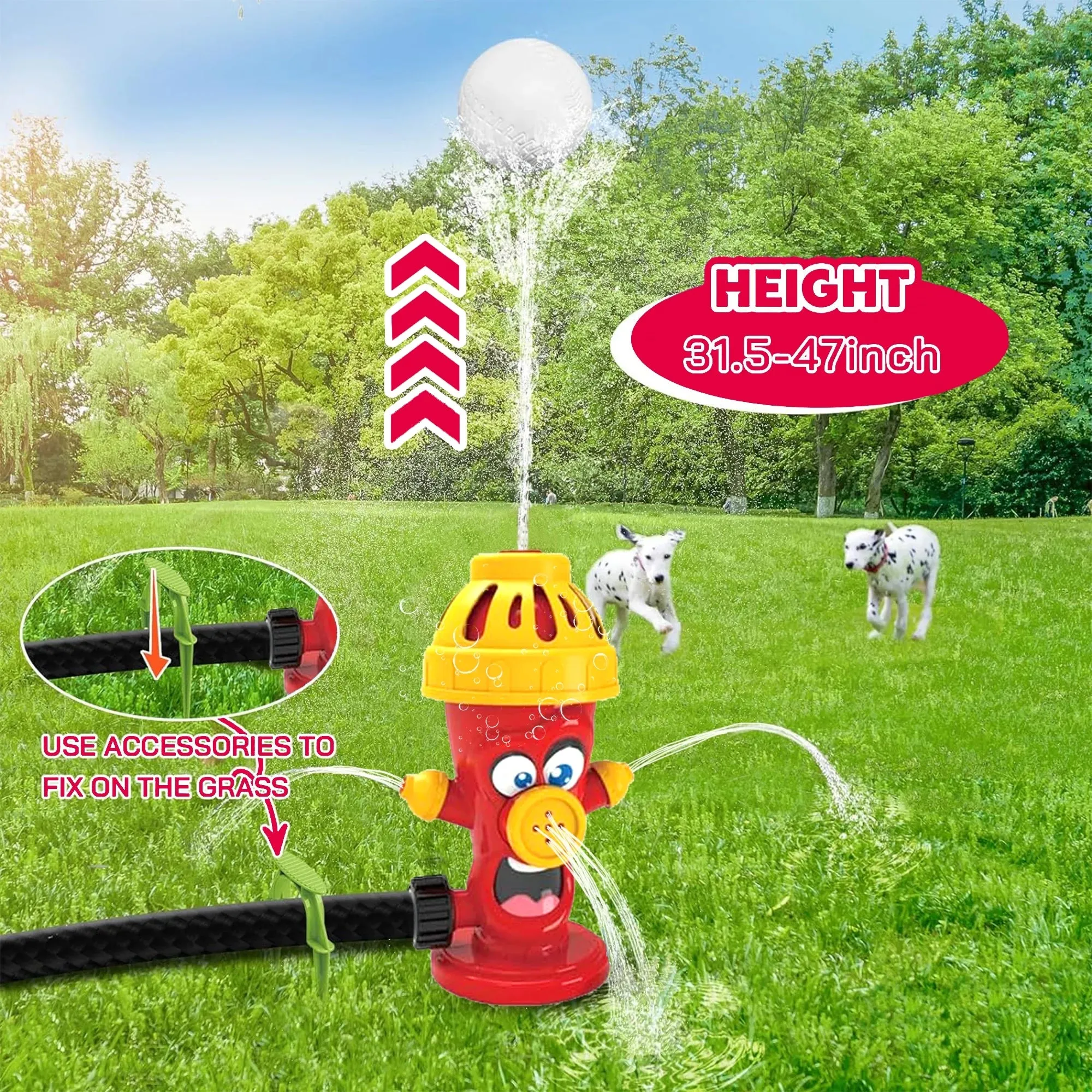 Water Spray Sprinkler Toys with Baseball Play Set, Outdoor Summer Kids Toys Attaches to Garden Hose Backyard Splashing Toys for Boys Girls 3 