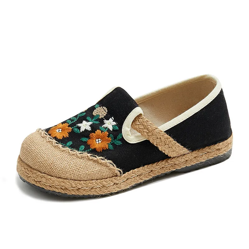 Women's Flat Shallow Mouth Pumps Artistic Ethnic Women's Shoes