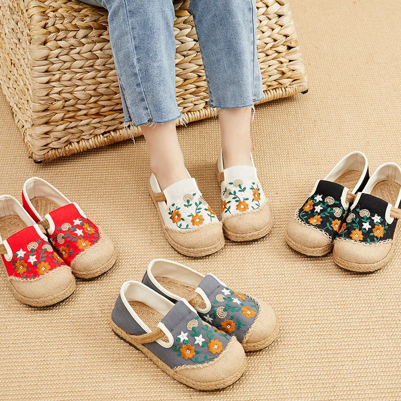 Women's Flat Shallow Mouth Pumps Artistic Ethnic Women's Shoes