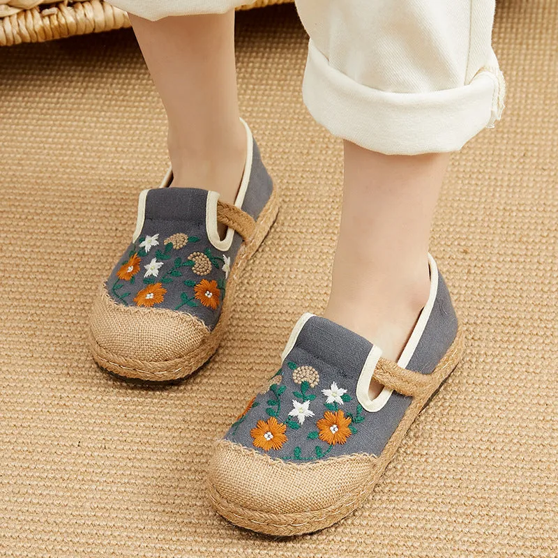 Women's Flat Shallow Mouth Pumps Artistic Ethnic Women's Shoes