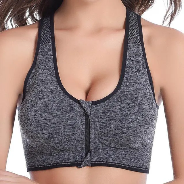 Zipper Shockproof Sports Bra