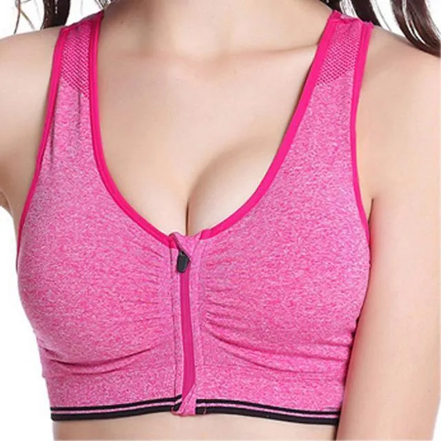 Zipper Shockproof Sports Bra