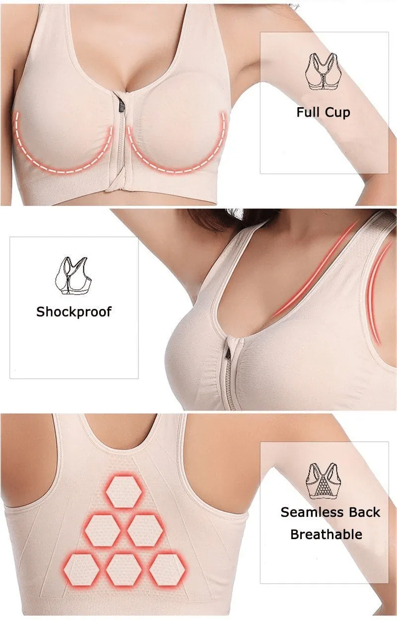 Zipper Shockproof Sports Bra